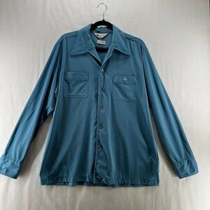Vintage Mr. California Shirt Mens Sz L Button Up Long Sleeves Classic Retro Teal